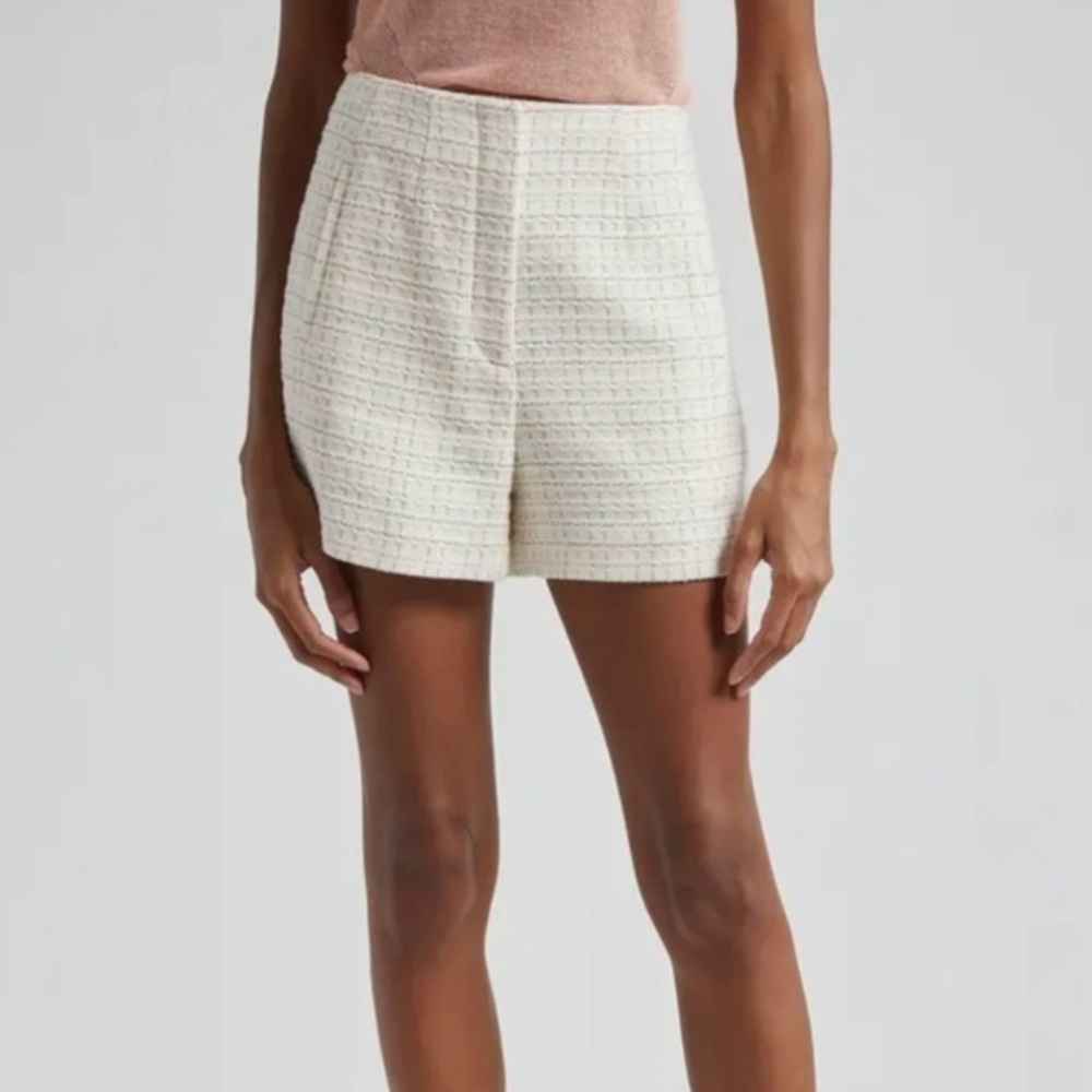 Veronica Beard Jazmin Cotton Tweed Shorts in Ivory Multi Size 4 - Picture 1 of 8